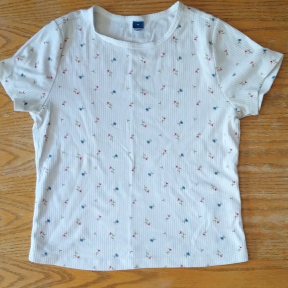 Floral Ribbed Cropped Tee - Picture 1 of 4